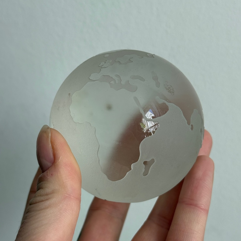 Bohemia Crystal Midcentury Modern Crystal World Globe Art Paper Weight